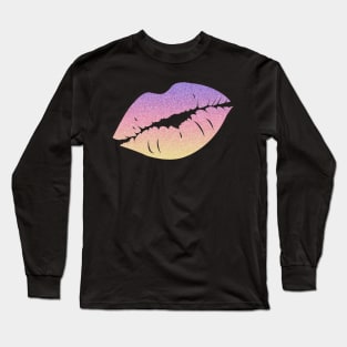Pastel Sunset Ombre Faux Glitter Lips Long Sleeve T-Shirt